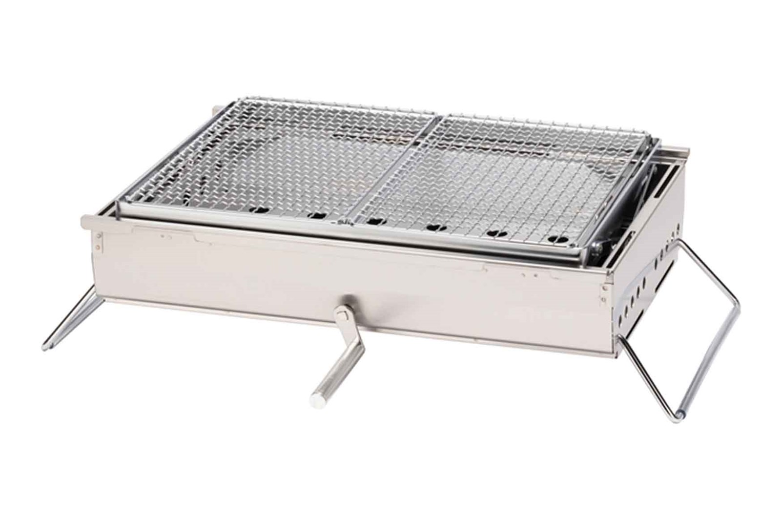 Et produtkbillede af en bbq box med to grillriste.