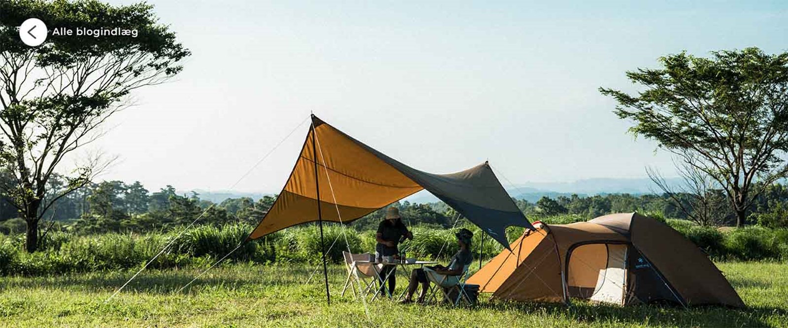 Mennsker der har sat sin tarp op sammen med sit telt i naturen