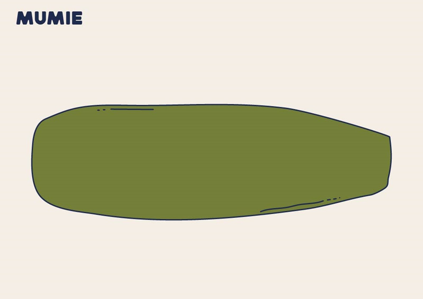 Illustration der viser et liggeunderlag der er mumieformet, så det passer til kroppen.