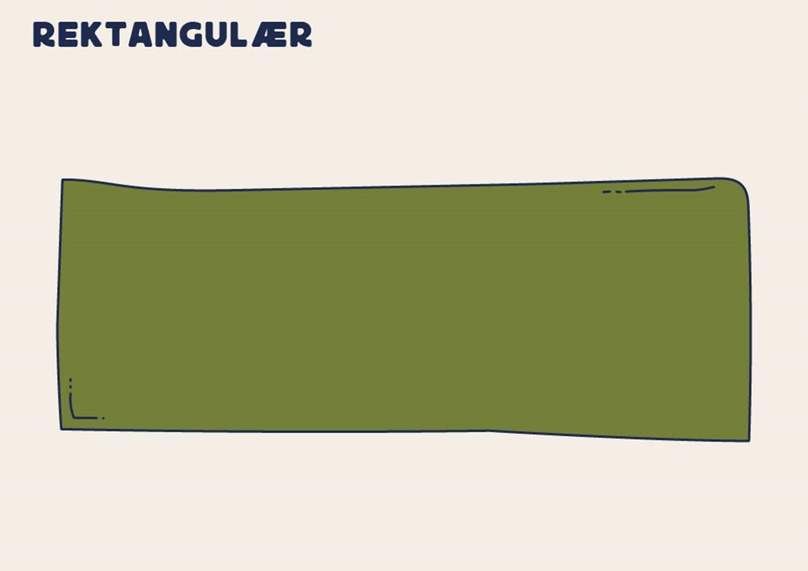 Illustration der viser et liggeunderlag der er formet som et klassisk rektangel.