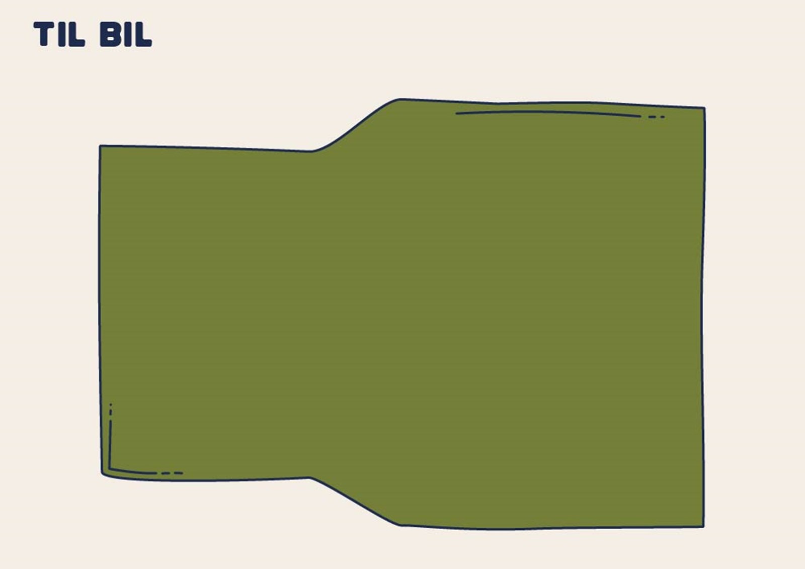 Illustration der viser et liggeunderlag der er formtilpasset til biler.