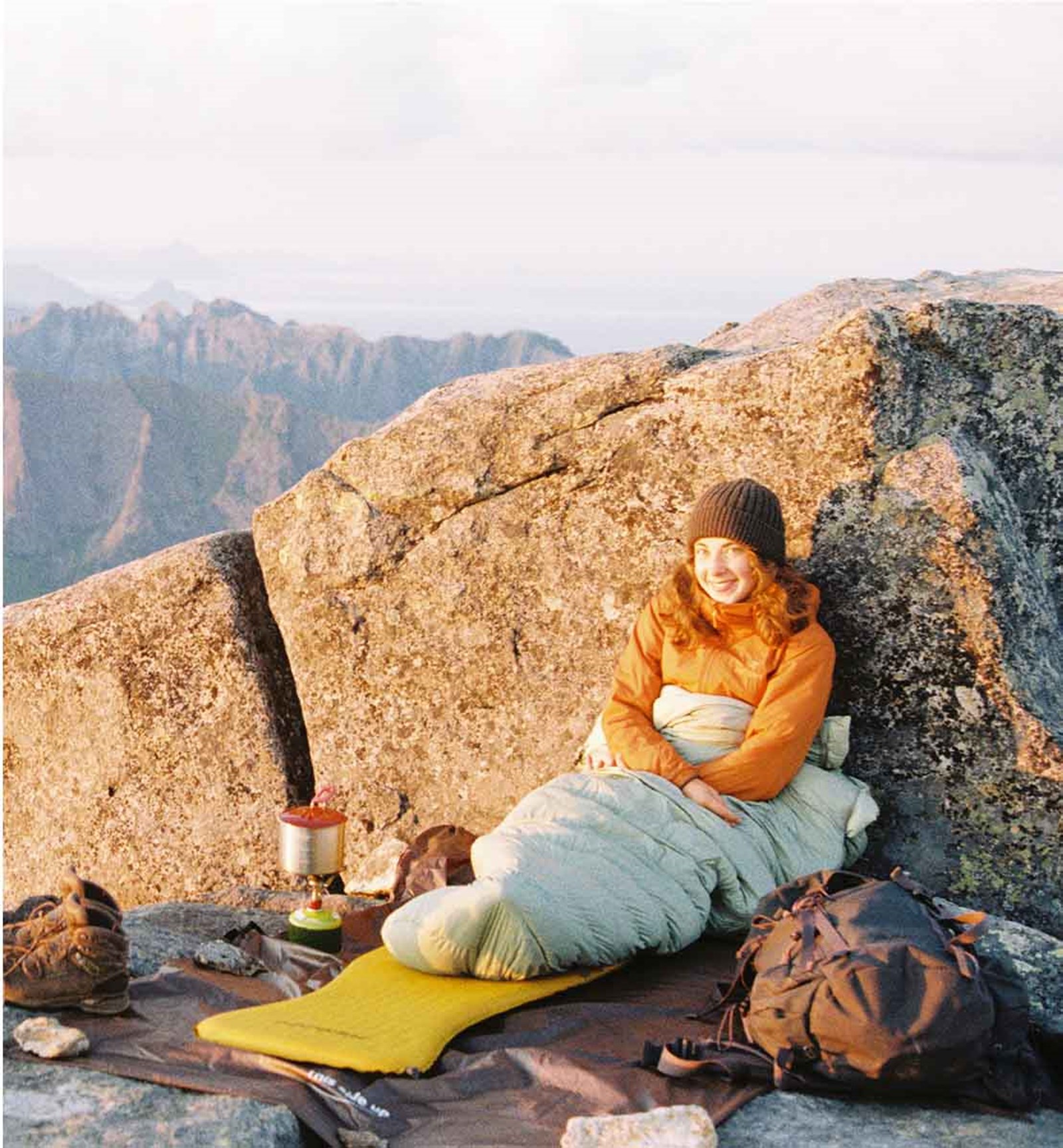 Nordisk sovepose i brug.