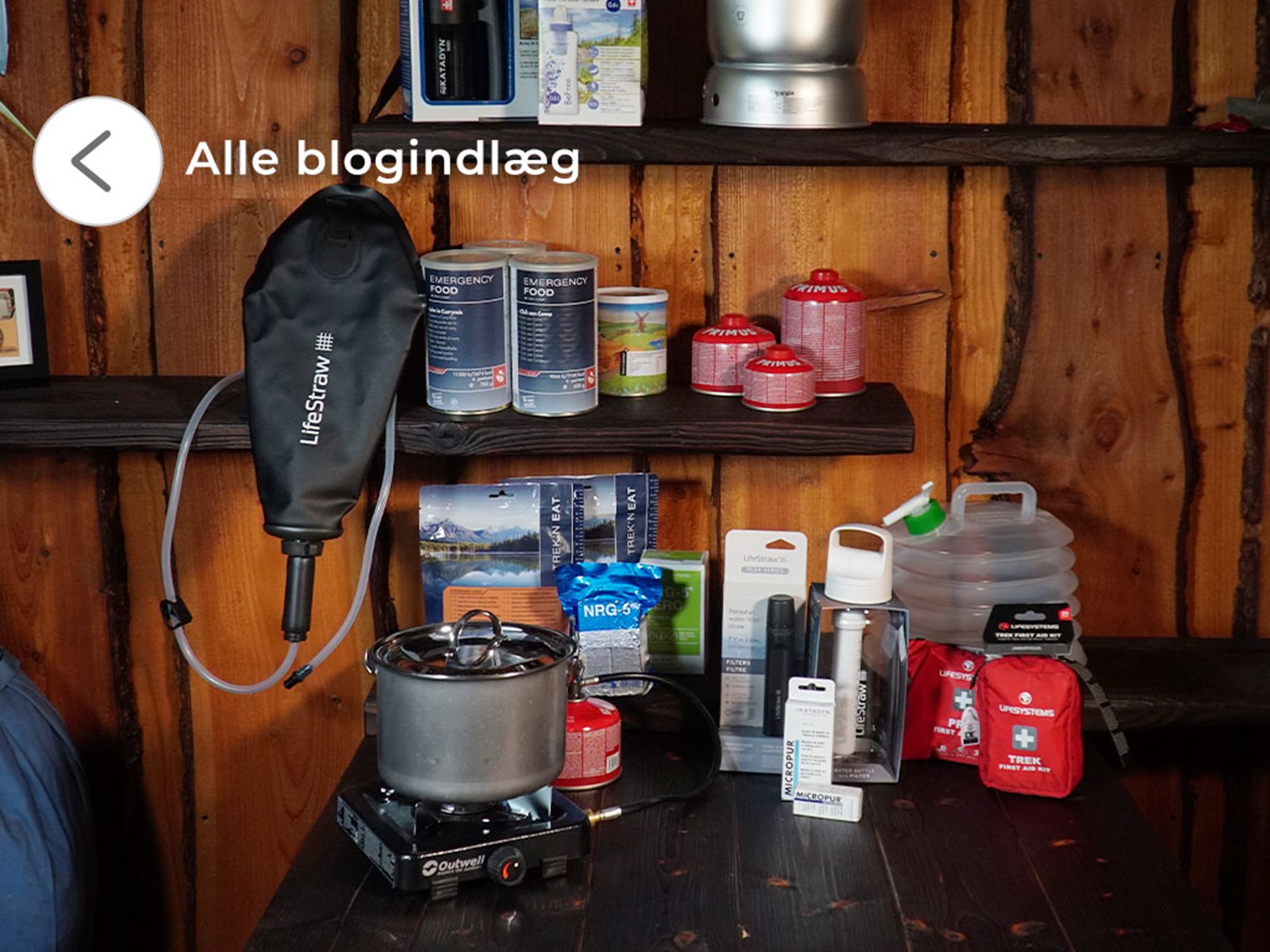 Prepping udstyr, der er klar til en krise.