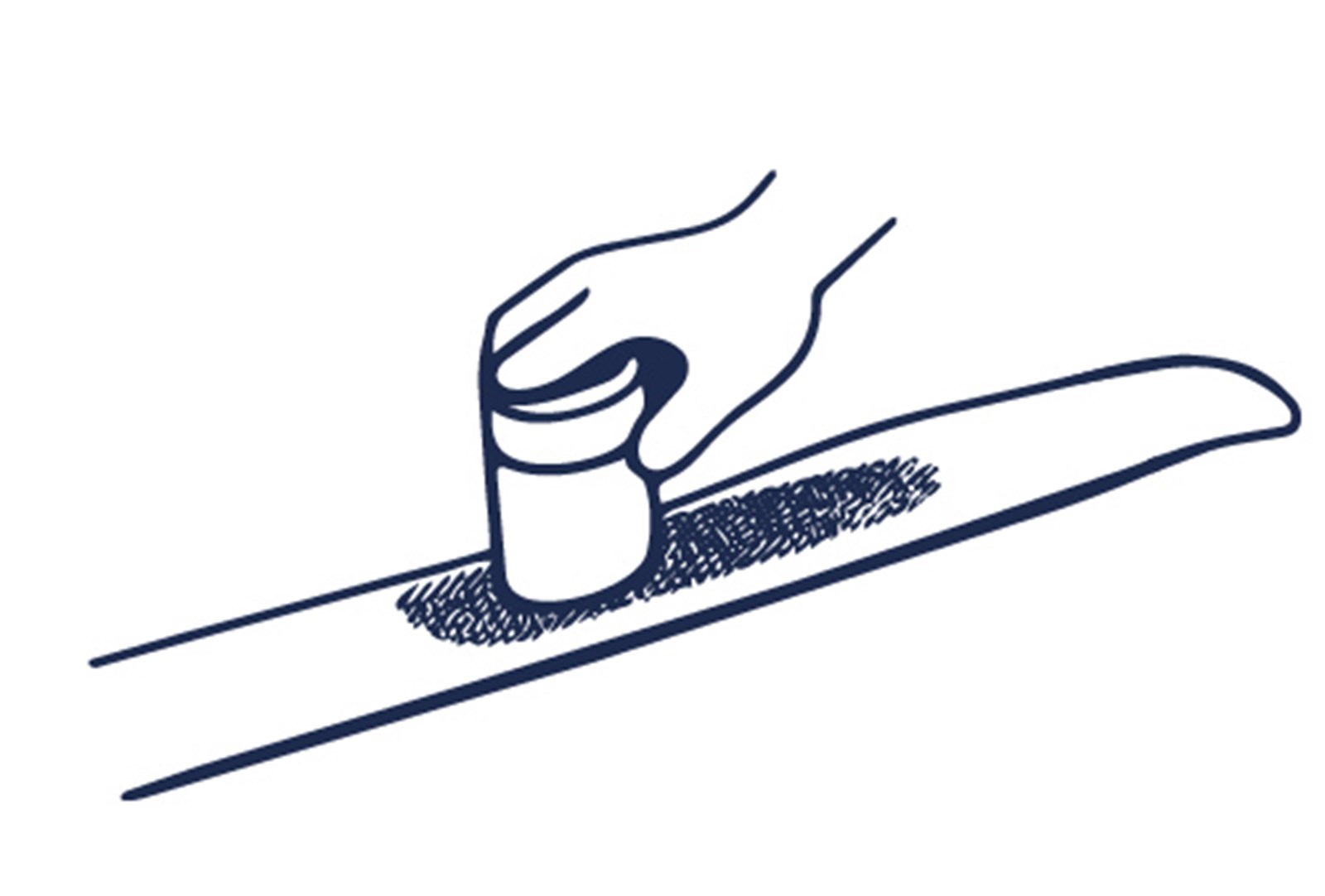 Illustration af en der smører grundvoks på sine ski.