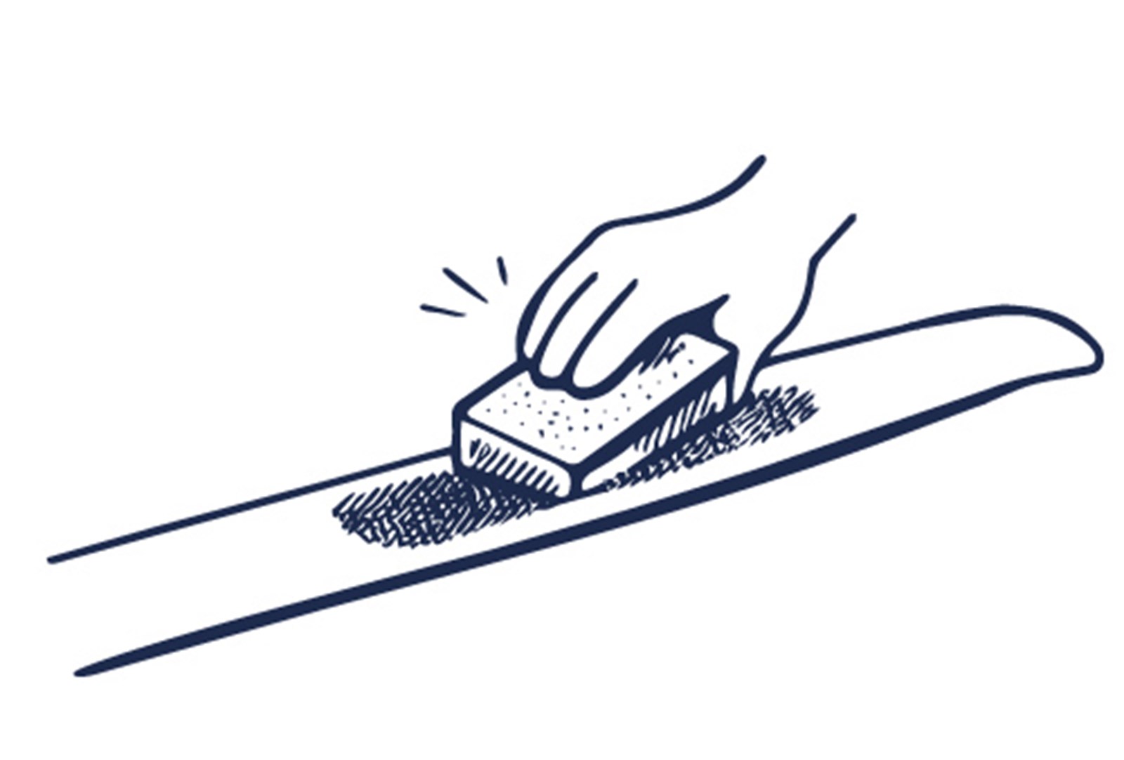 Illustration af en der sliber fæstezonen på sine ski.