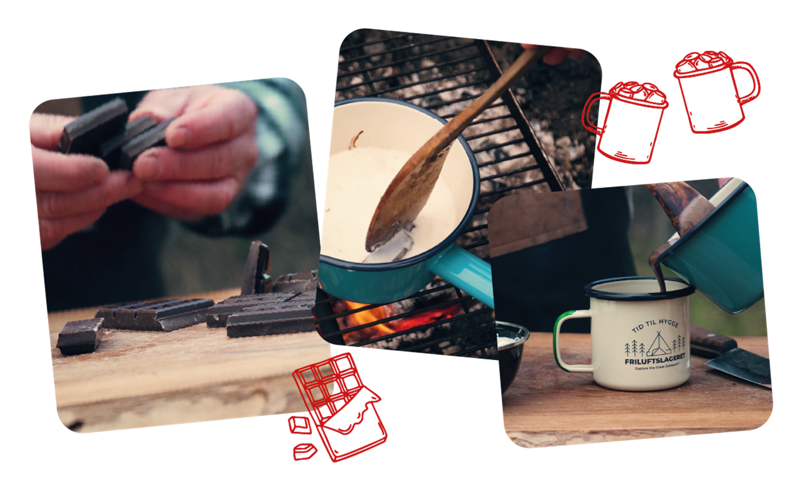 Stemningsbilleder - tilberedning af varm chokolade på bål.