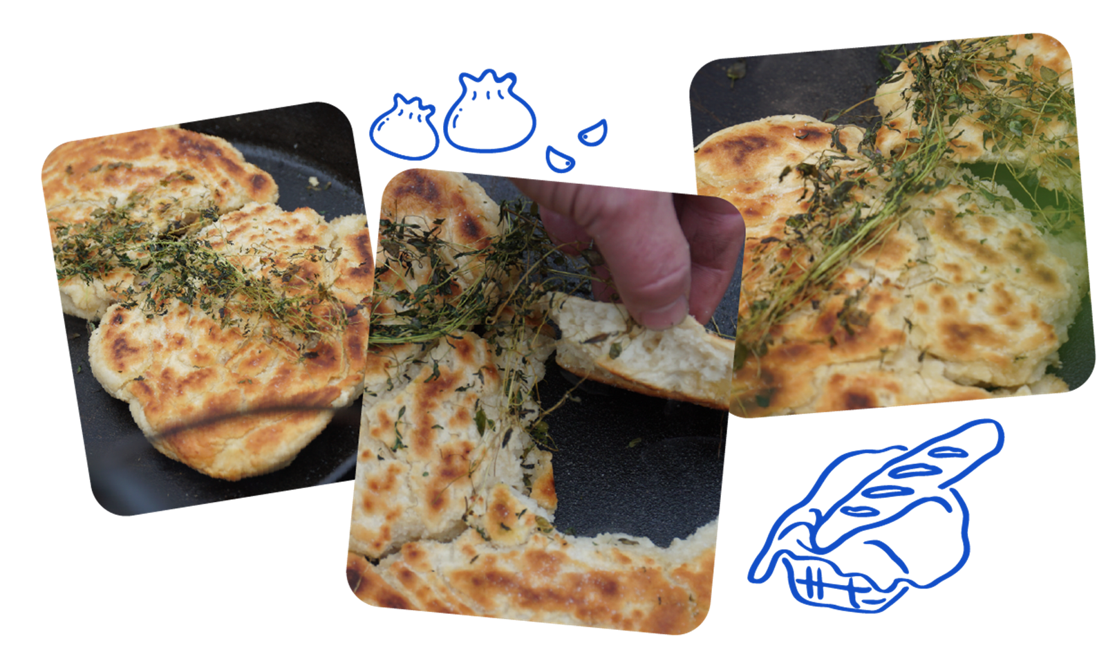 Madbrød med timian og hvidløg.