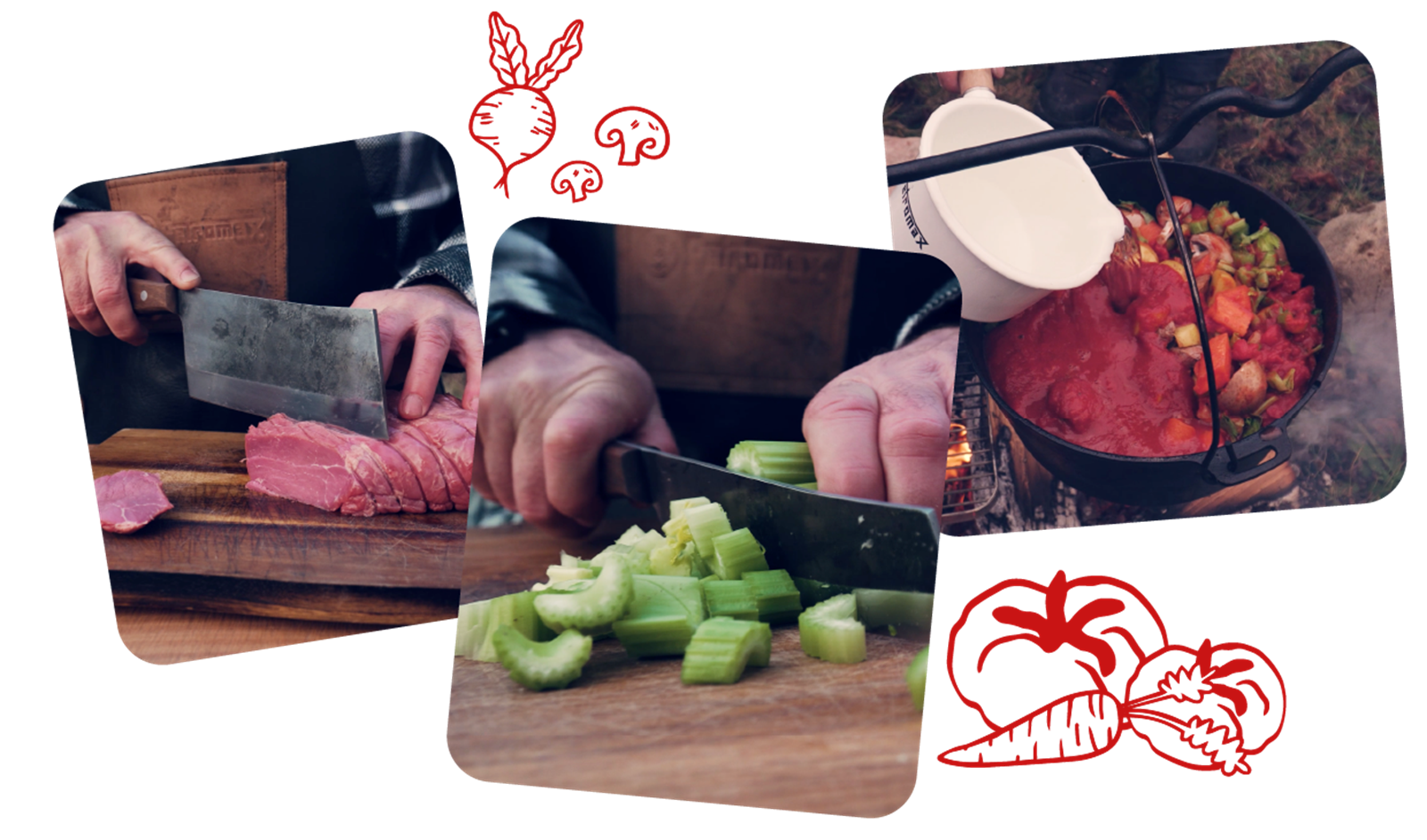 Forberedelse og tilberedning af vintergryden på bål.