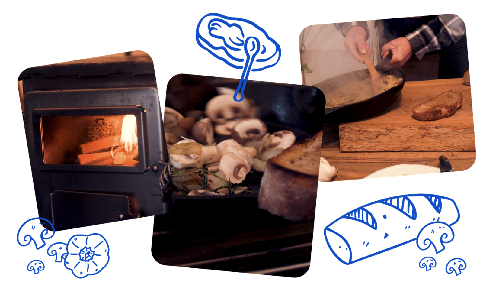 Tilberedning af svampetoast.