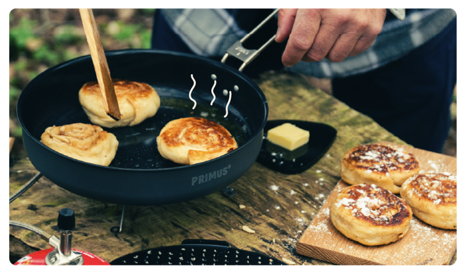 Kanelsnegle på panden