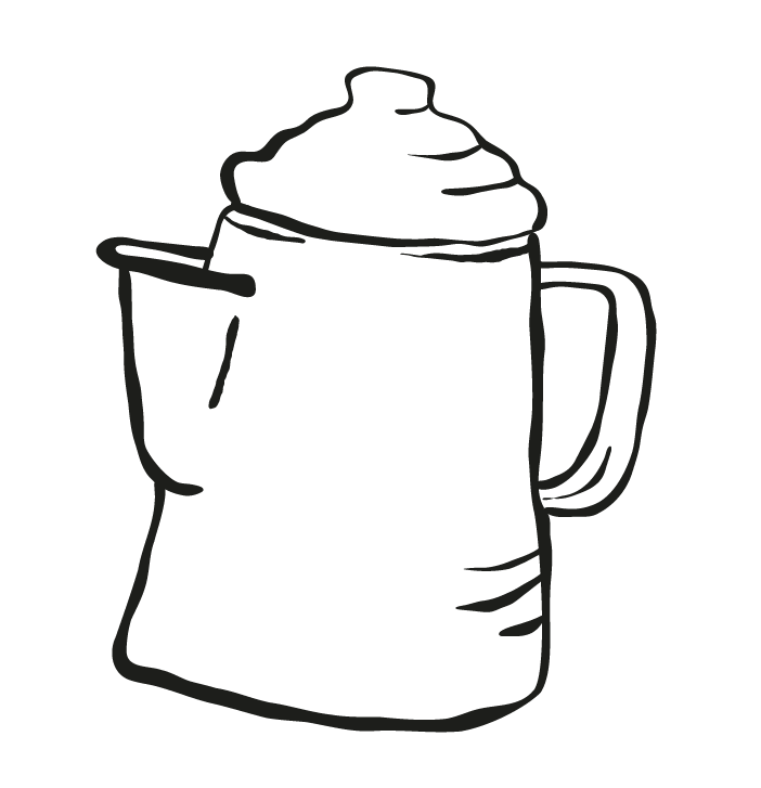 Illustration af en percolator til bålkaffe